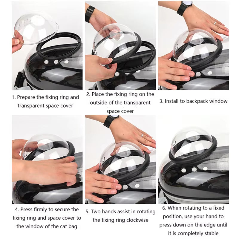 Pet Cat Carrying Backpack - Breathable Transparent Space Capsule Carrier for Dogs and Cats