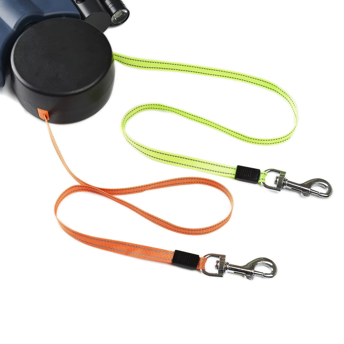 3M Reflective Retractable Dog Leash for Small Dogs with 360° Swivel, Dual Lead Design, and Integrated Lights for Tangle-Free Walking