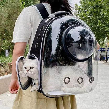 Pet Cat Carrying Backpack - Breathable Transparent Space Capsule Carrier for Dogs and Cats
