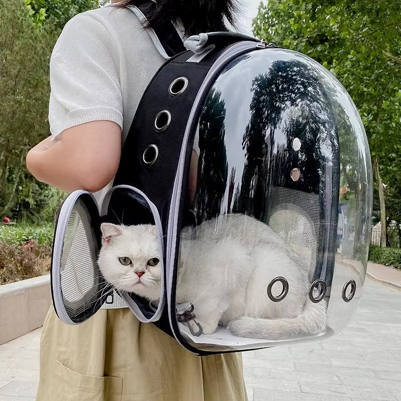 Pet Cat Carrying Backpack - Breathable Transparent Space Capsule Carrier for Dogs and Cats